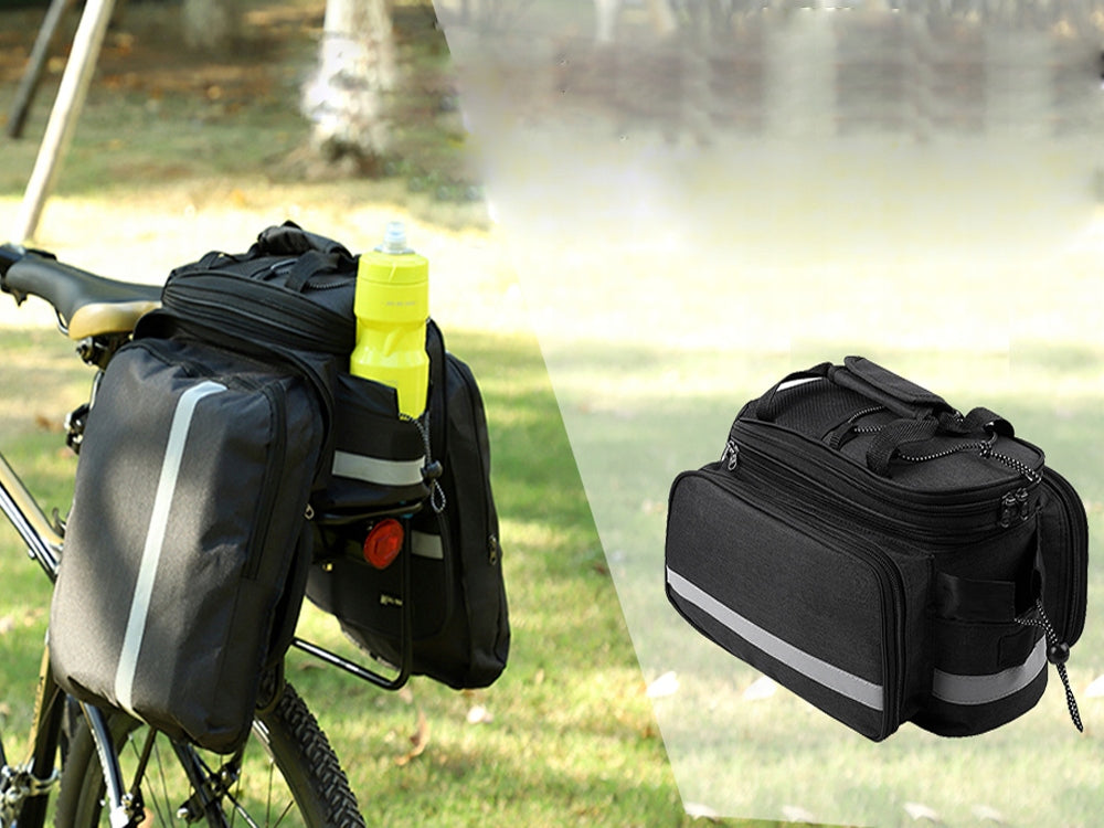Geanta pentru bicicleta, Zola®, prindere pe portbagaj/Extensie si bretea, neagra cu dungi reflectorizante, bretele reglabile Geanta pentru bicicleta, Zola®, prindere pe portbagaj/Extensie si bretea, neagra cu dungi reflectorizante, bretele reglabile
